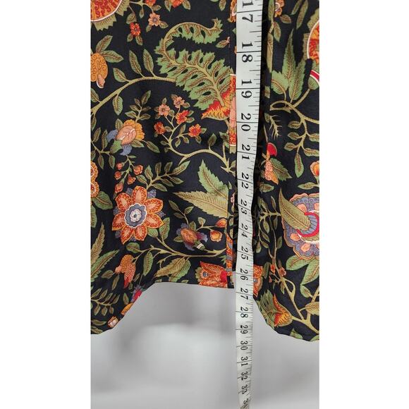 The J.Peterman Company Vintage 100% Silk Floral Long Sleeve Maxi Tunic, Size 2 - Picture 7 of 11